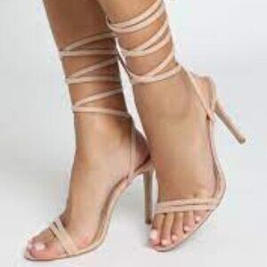 Billini Tessa Heels Blush  MicroAnkle wrap 8 nude strappy lace up heels